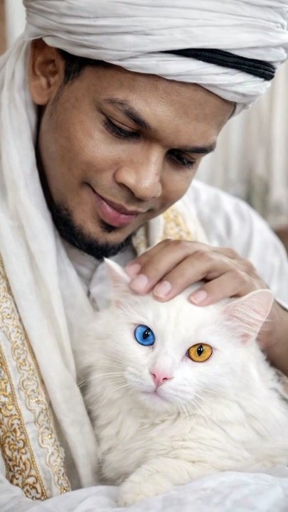 “Ini dia Khao Manee, kucing putih langka dari Thailand. Matanya bisa biru, kuning, bahkan dua warna sekaligus. Selain cantik, Khao Manee dikenal setia, manja, dan katanya pembawa keberuntungan. Bukan cuma kucing, tapi simbol hoki dan keindahan.”