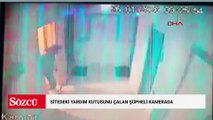 Esenyurt'ta sitedeki yardım kutusunu çalan şüpheli kamerada