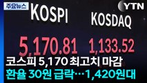 코스피 5,170 최고치 마감...환율 30원 급락 1,420원대로 / YTN