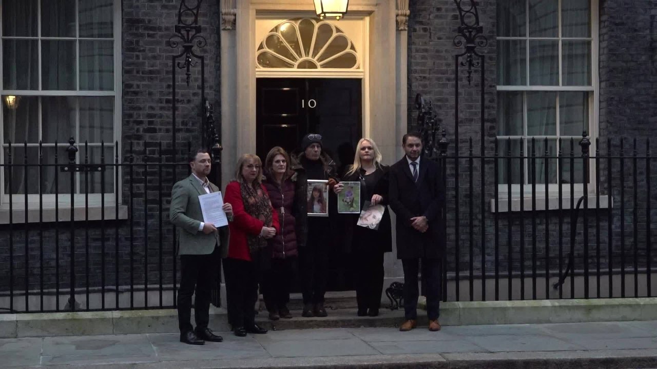 Bereaved parents deliver a letter to 10 Downing Street calling for action to protect children online