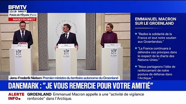 Vous avez été à nos côtés sans aucune hésitation , déclare le Premier ministre du Groenland Jens-Frederik Nielsen à Emmanuel Macron