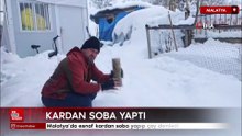 Malatya’da esnaf kardan soba yapıp çay demledi