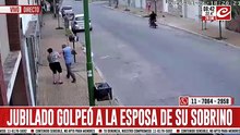 Jubilado queda filmado cuando ataca salvajemente a la esposa de su sobrino