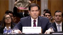 Un manifestante interrumpe a Marco Rubio en el Senado: 