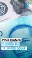 Peso mexicano continúa su tendencia positiva frente al dólar; cotiza en 17.19 unidades