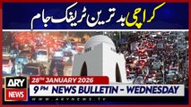 Massive traffic jam in Karachi || ARY News 9 PM Bulletin | 28th Jan 2026