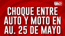 Choque entre auto y moto en av. 25 de mayo
