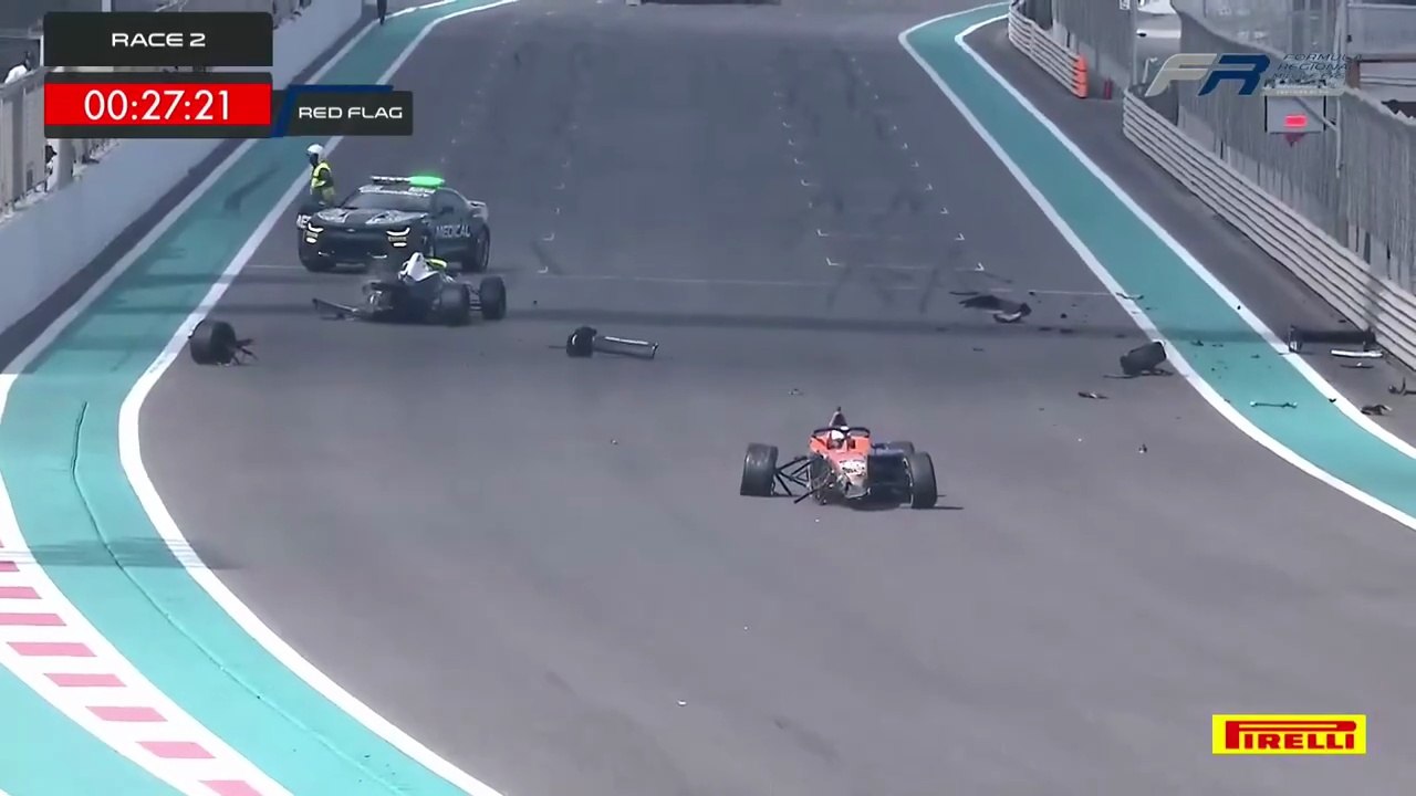 Formula Regional Middle East Trophy 2026 Abu Dhabi Race 2 Start Seewooruthun Belov Huge Crash