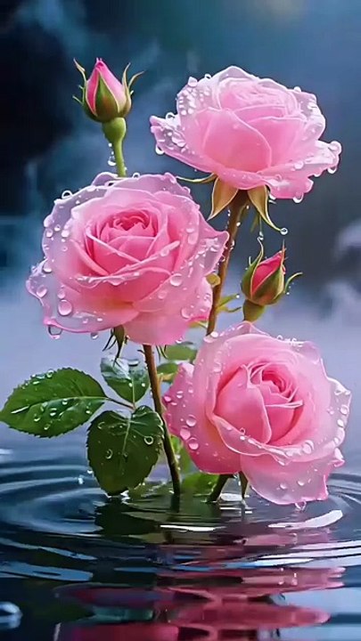 “Pink Roses in Water Drops 🌹💧 | Beautiful & Relaxing Nature Shorts”