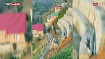 Rize'de heyelan nedeniyle istinat duvarı çöktü