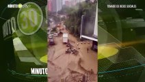 ¡El Tesoro se volvió un río! Motociclistas arrastrados y carros atrapados por inundación en El Poblado