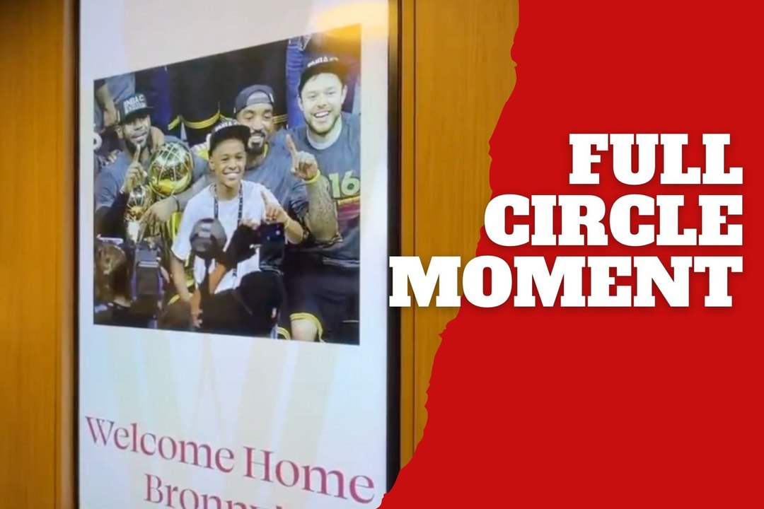 LeBron James returns to Cleveland with Bronny and receives an emotional welcome from the Cavs