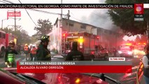 ÚLTIMA HORA: Incendio en bodega de lámina y plásticos moviliza a bomberos en Álvaro Obregón