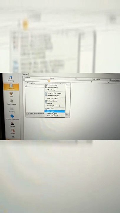 Auto filter row