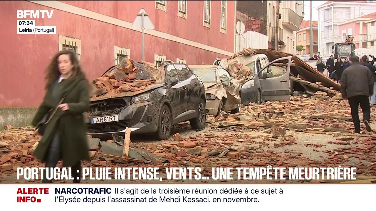 Le choc des habitants de la région de Lisbonne et du centre du Portugal après les passage d'une tempête qui a fait au moins quatre morts