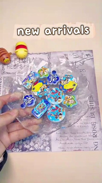 Acrylic Beads Pendant Concavo-Convex w Adorable Character Series, Ribbonfish Skin Effect, Random Mix
