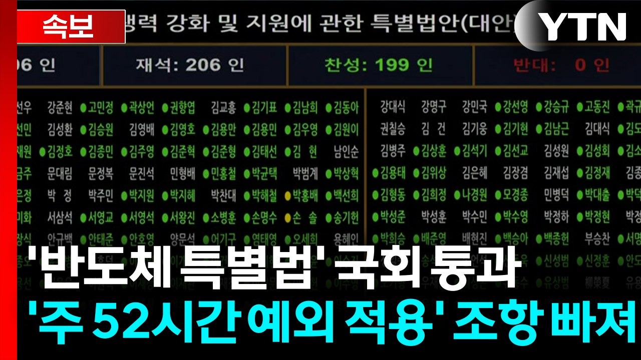 [속보] '반도체 특별법·국회법 개정안' 국회 본회의 통과 / YTN