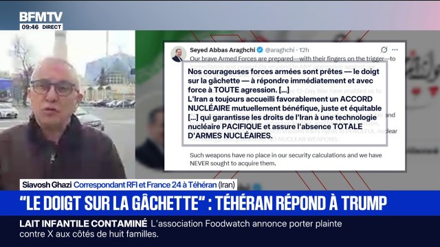 Menace de frappes américaines en Iran: Téhéran répond à Donald Trump en affirmant que ses armées ont le doigt sur la gâchette