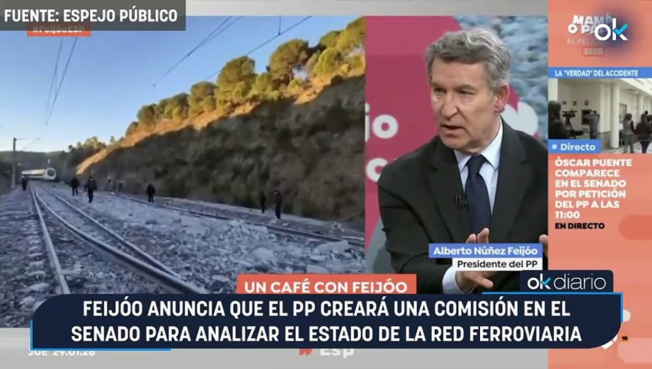 Feijóo anuncia que el PP creará una comisión en el Senado para analizar el estado de la red ferroviaria