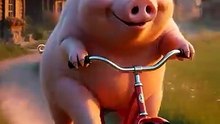 Funny Pig Rides Bike in Village... Then Tiger Attacks! 🐷🚲🐅 | Wild Animal Chaos!
