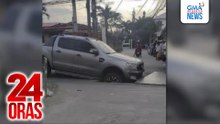 Sasakyan, nahulog sa butas dahil natanggal ang steel plate sa daan | 24 Oras