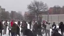 Brooklyn park erupts in a massive snowball fight
