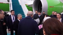 Cumhurbaşkanı Erdoğan, Özbekistan Cumhurbaşkanı Şevket Mirziyoyev'i Esenboğa Havalimanı'nda karşıladı