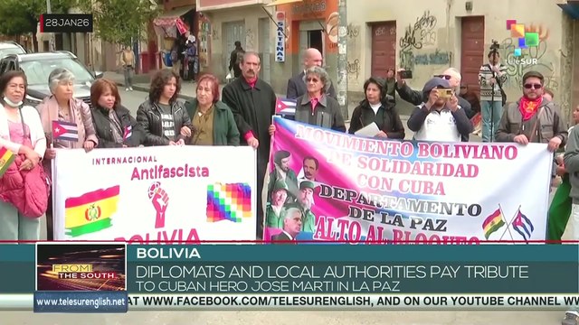 Bolivian diplomats and local authorities pay tribute to Cuban hero Jose Marti in La Paz