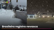 Brasileira mostra cidade de Boston coberta por neve em meio a nevasca histórica nos EUA