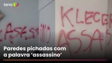 Apartamento de síndico que confessou matar corretora em Caldas Novas (GO) é depredado e pichado