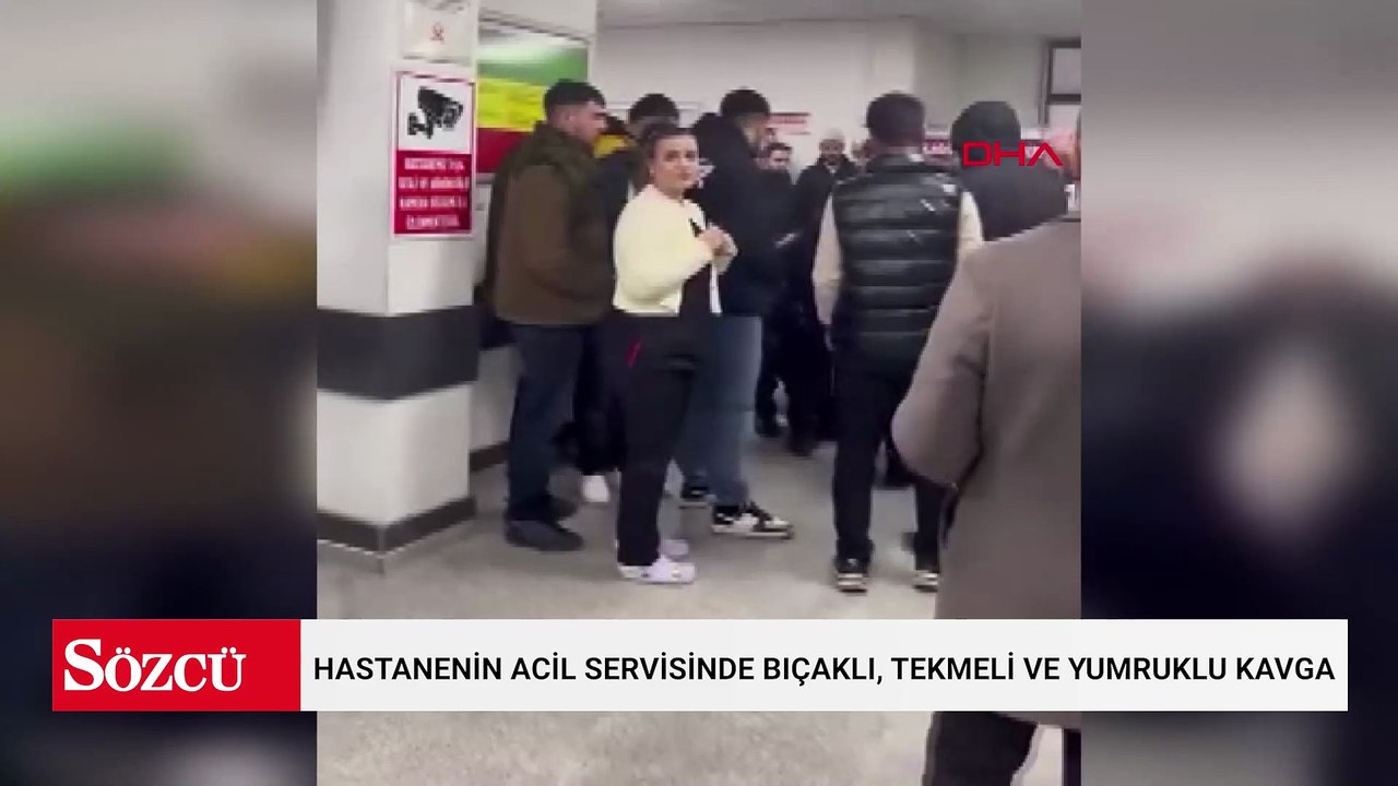 Hastanenin acil servisinde bıçaklı, tekmeli ve yumruklu kavga kamerada