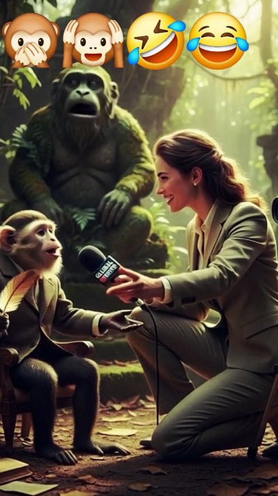 Monkey🐒 funny news interview viral joks monkey funny video #News viral monkey