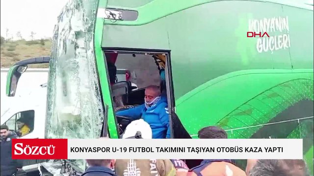 Konyaspor U-19 futbol takımını taşıyan otobüs kaza yaptı