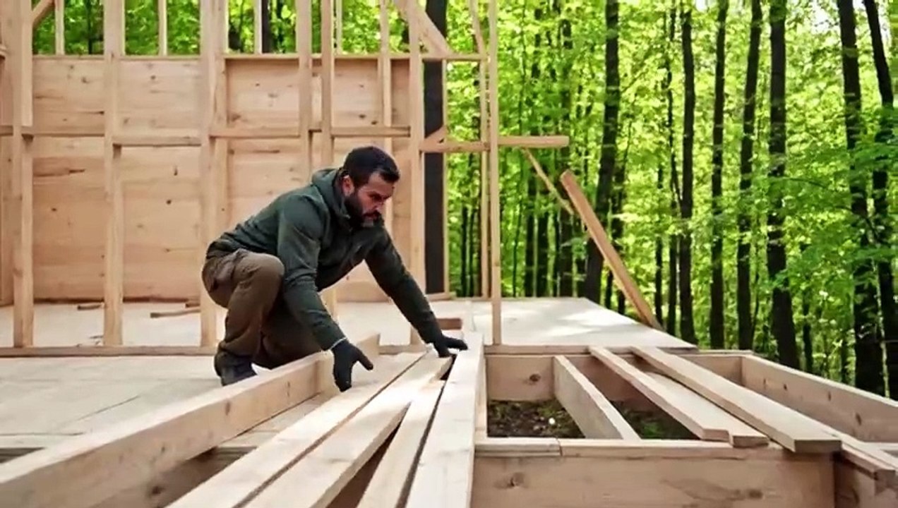 Her Home Was Destroyed by the Storm — A Man Builds a Hidden Tree House Shelter in the Forest | ASMR Survival