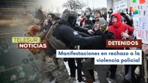 Manifestantes se reúnen en la primera parada para los inmigrantes detenidos