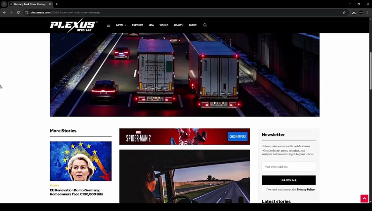Plexus News: Germany Truck Driver Crisis - 70,000 Jobs Vacant