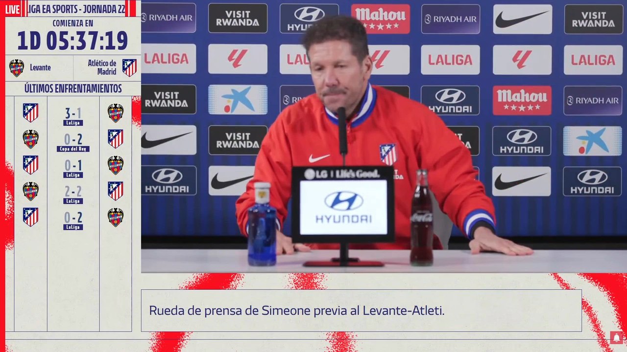 Simeone rueda de prensa completa previa al Levante vs Atleti