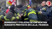 Bomberos y policías se enfrentan durante protesta contra recortes en Francia