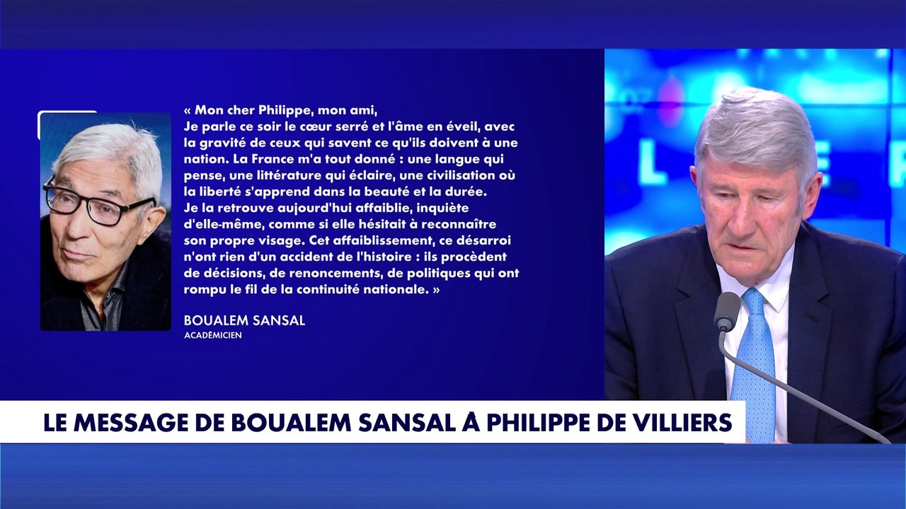 «Mon cher Philippe, mon ami» : le message de Boualem Sansal à Philippe de Villiers