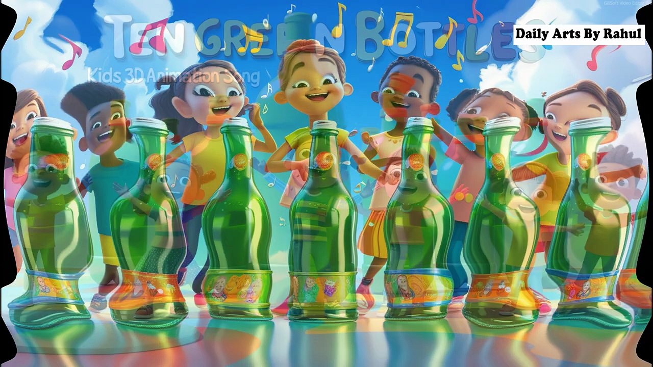 Ten Green Bottles _ Nursery Rhymes for kids _ English Lyrics For Poem