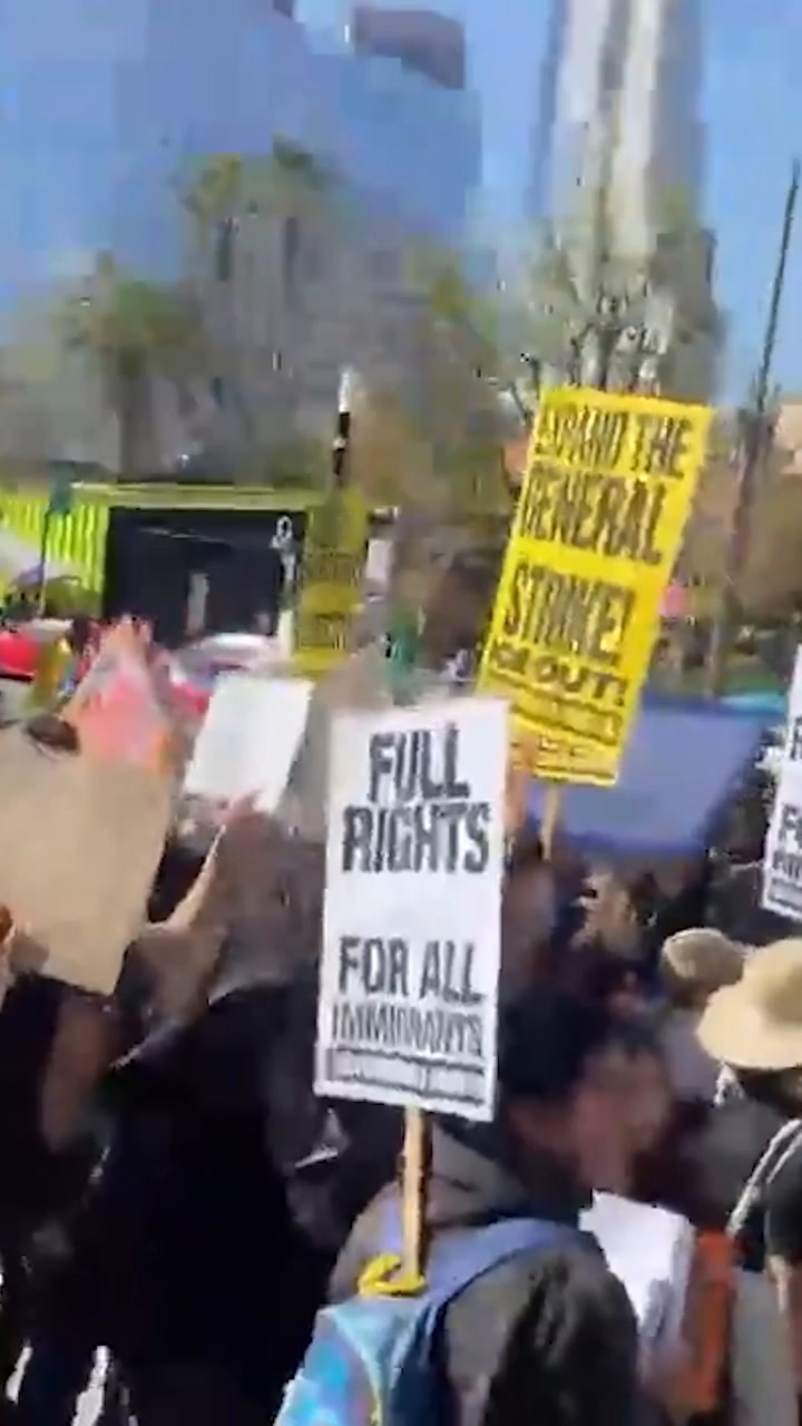 Anti-ICE protestors gather in Los Angeles for demonstration