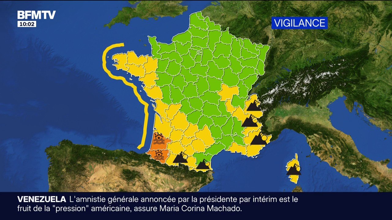 Les Landes et les Pyrénées-Atlantiques placés en vigilance orange pluie-inondation par Météo France