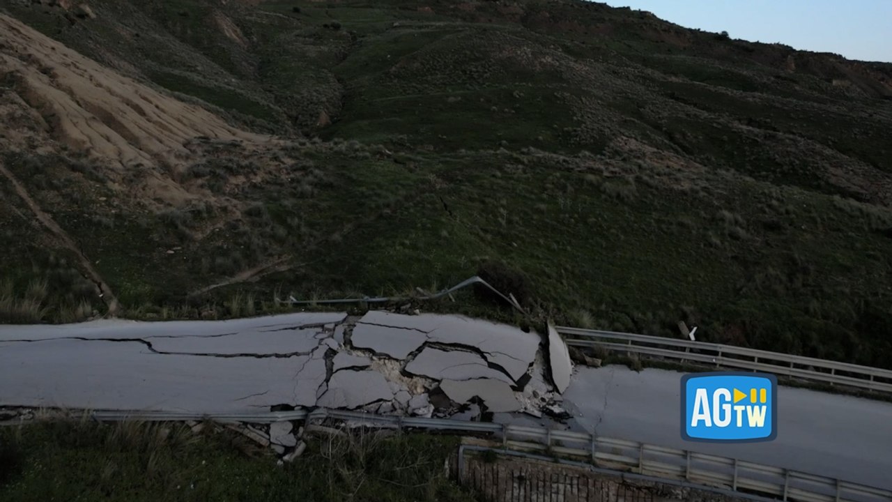 Nisceni, in volo sopra la strada distrutta dalla frana: le immagini dal drone