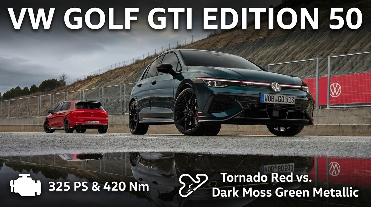 VW Golf GTI Edition 50 in Tornado Red & Dark Moss Green Metallic