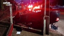 Homem fica ferido após capotamento na Avenida Senador Atílio Fontana, em Toledo