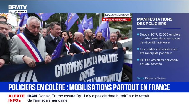 Colère des policiers: Christian Estrosi (LR) et Éric Ciotti (UDR), deux candidats à l'élection municipale de Nice, côte-à-côte dans la manifestation