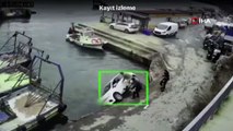 Sarıyer'de seyir halindeki araç denize düştü can pazarı yaşandı