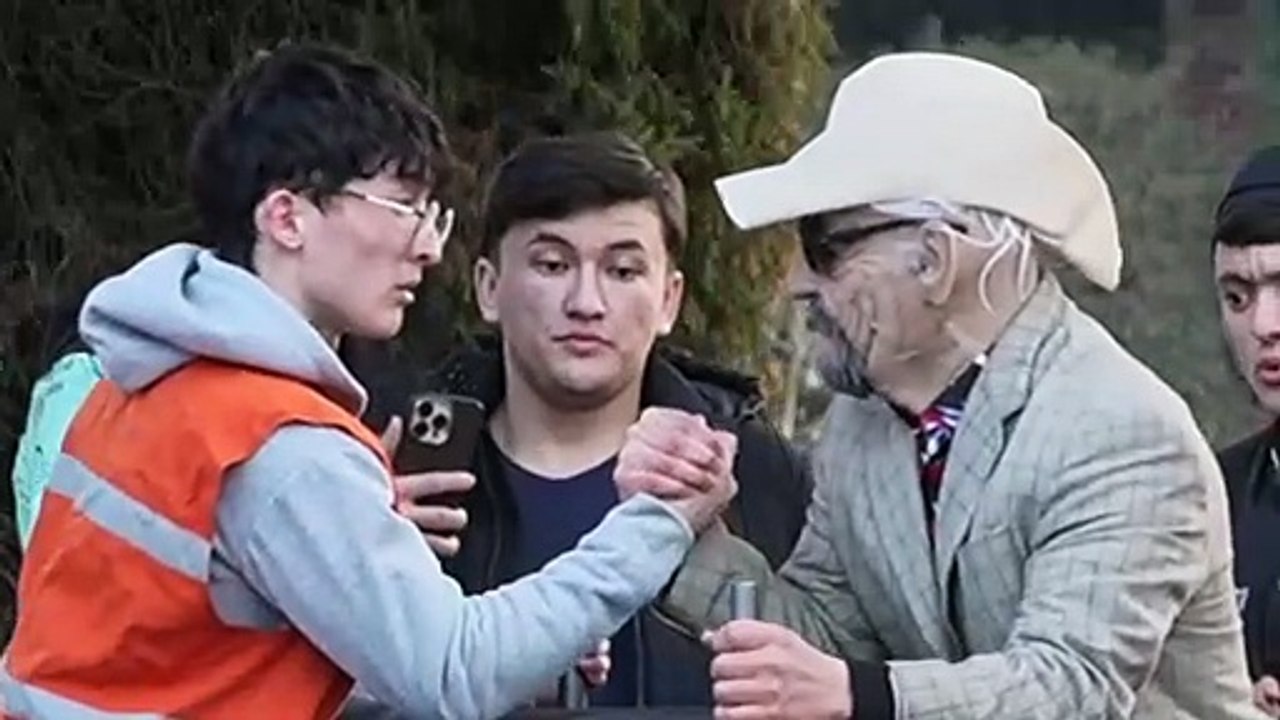 75 Year Old Man Arm Wrestling Prank Alisher Style