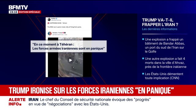 Donald Trump ironise sur les forces iraniennes qui sont en panique après l'explosion en Iran
