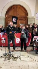 Parlaments al final de la manifestació. 1r discurs de Comites Locals